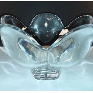 Orrefore Heavy Crystal Lotus Bowl Signed VINTAGE